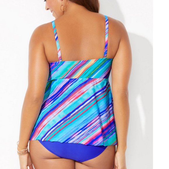 New Smocked bandeau Bodice Tankini Top Swimsuits For All size 18 - Picture 3 of 6